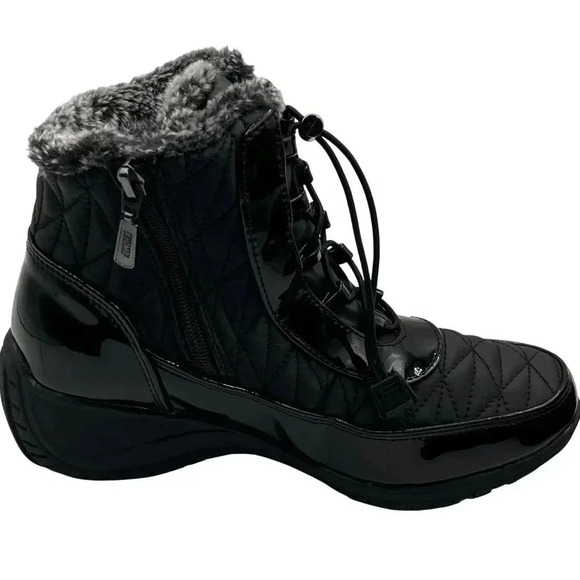 Khombu NWT Womens 8W Black Quilted Winter Boots Faux Fur Lining K Comfort - Picture 9 of 16